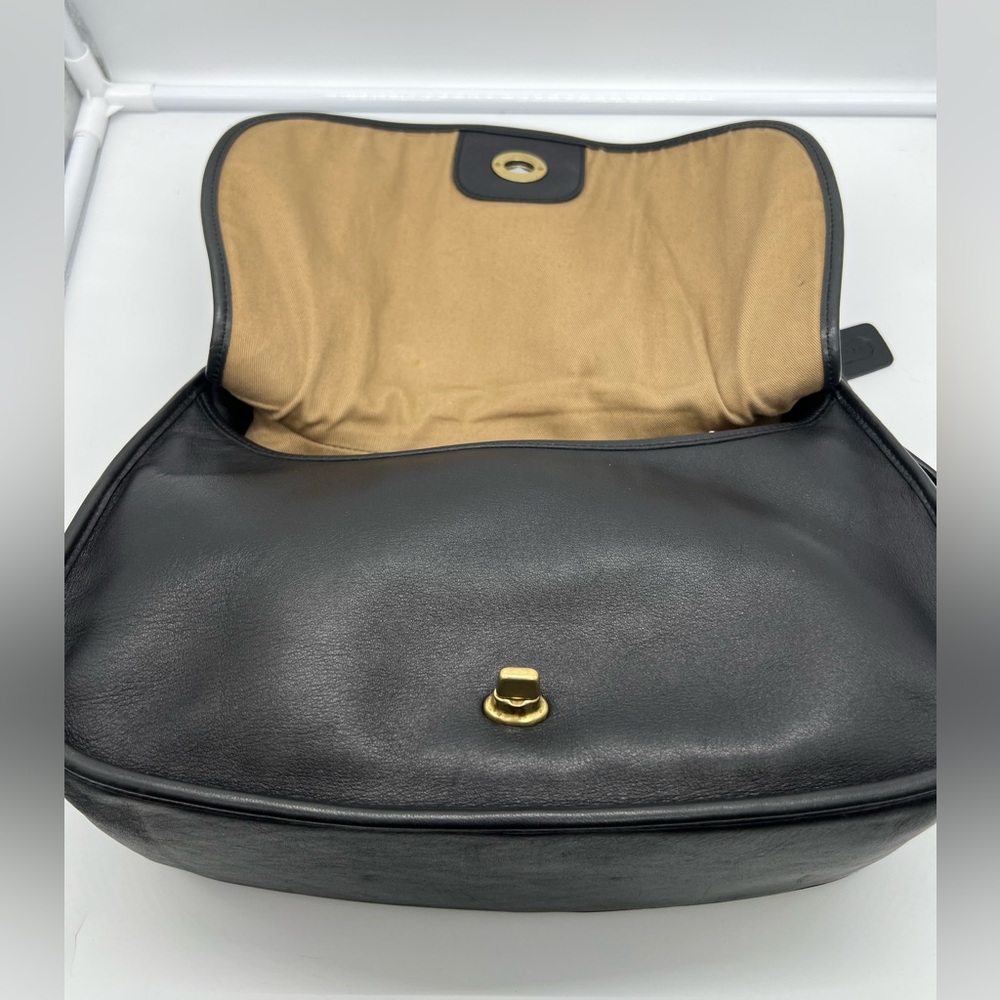 COACH VINTAGE 9338 Y2K Legacy Crescent Black Leather Shoulder Crossbody Hobo Bag - Picture 10 of 16